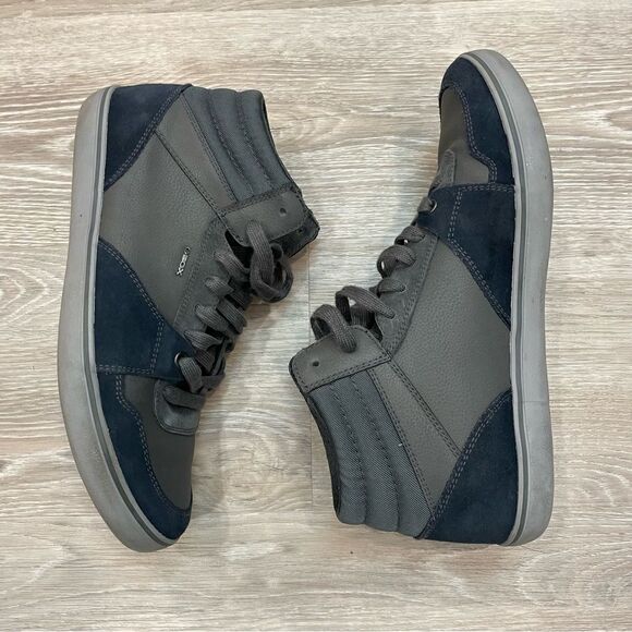 Geox Men's Hi-Top Sneakers Leather Suede Gray Waterproof Lace Up Fall Boots - Picture 5 of 10